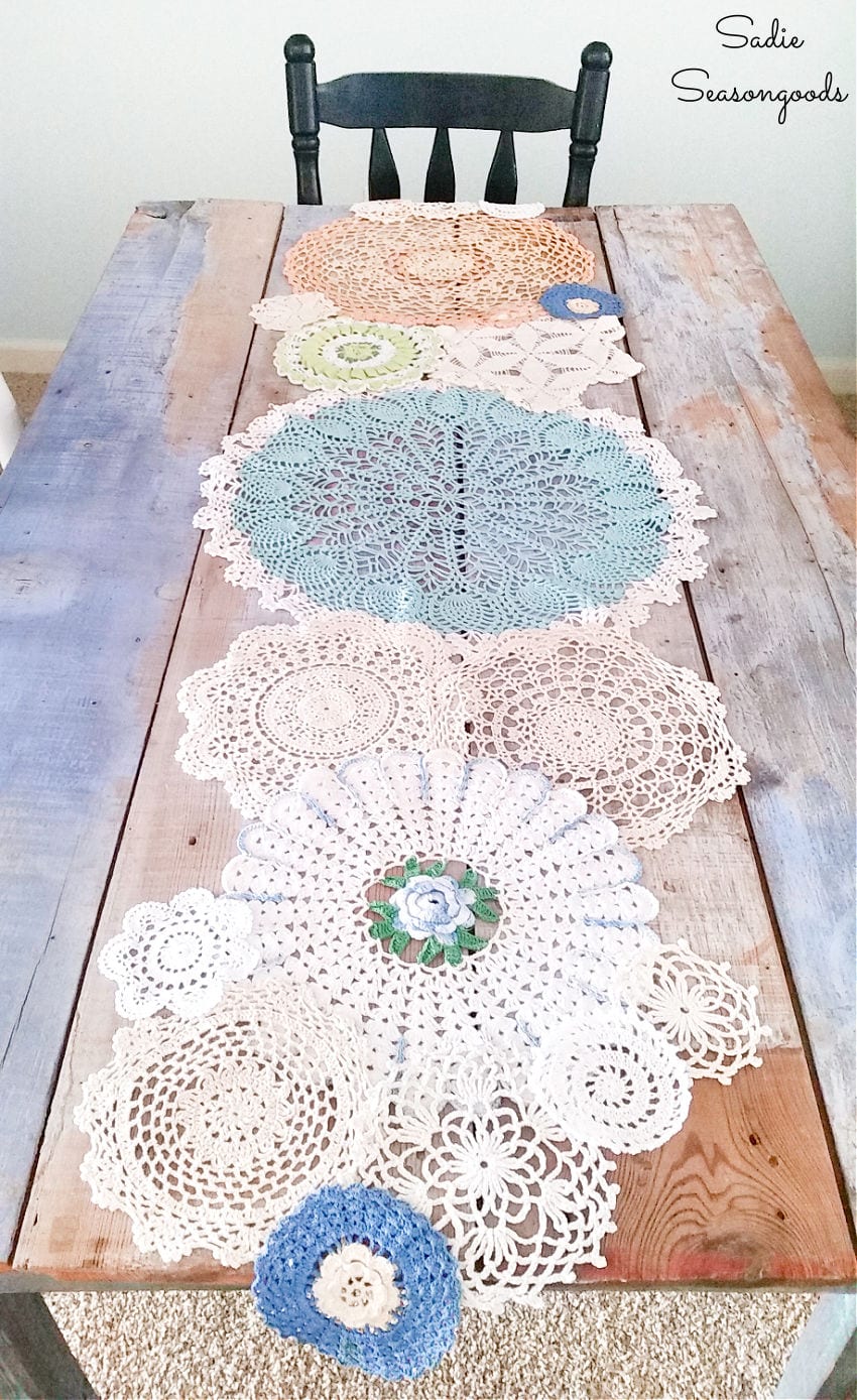 Antique French Tambour Lace Round Doily Table Runner Unused #F3 