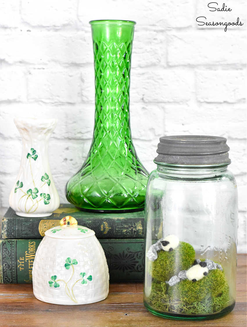 st. patrick's day decorations in a mason jar