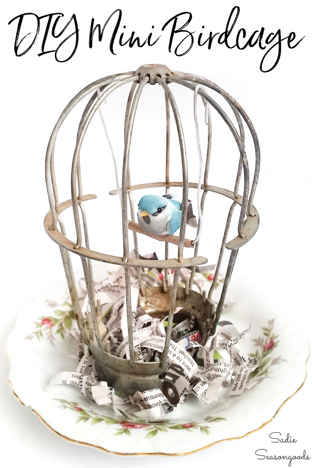 lightbulb cage as bird cage decor