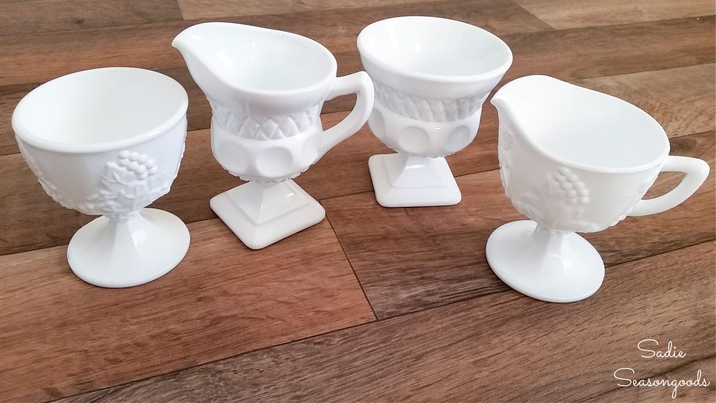 milk glass creamer and sugar