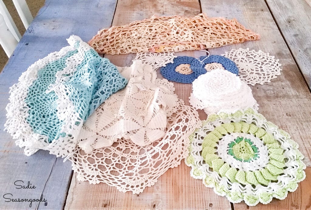 Doily Table Runner from Vintage Doilies for Spring Decor