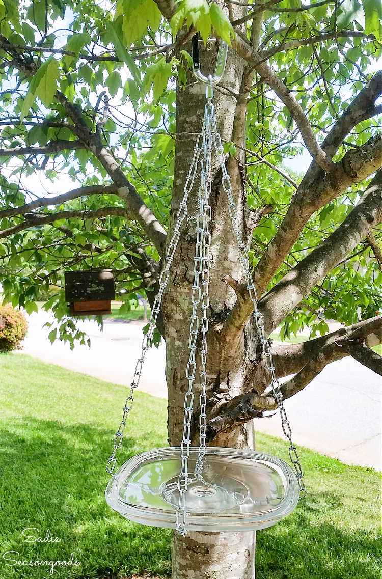 hanging glass bird bath