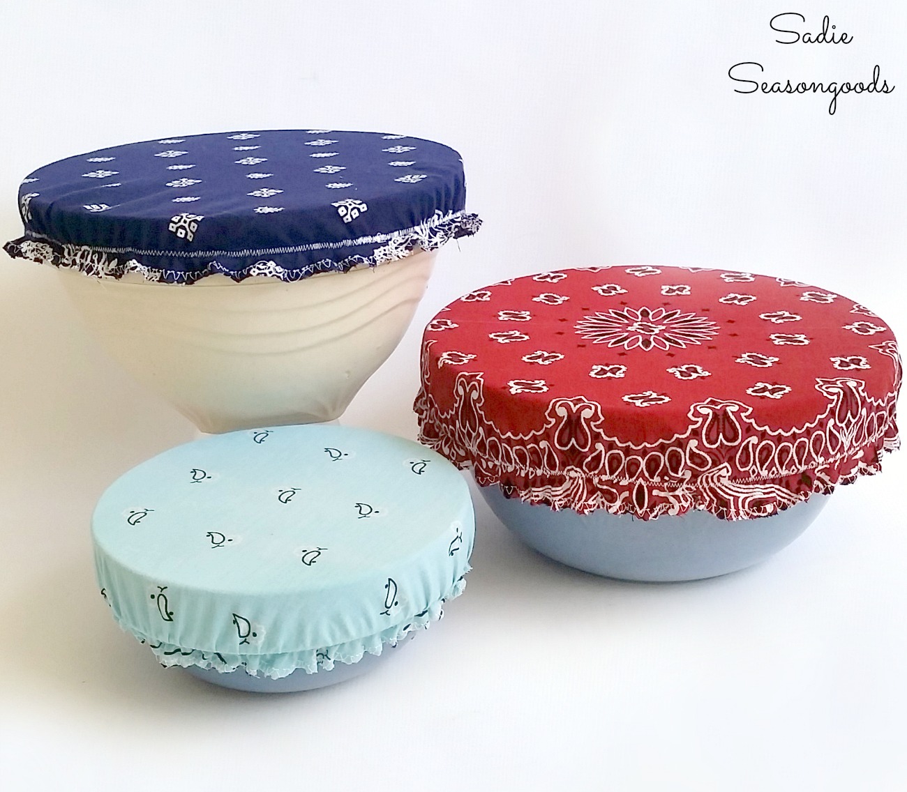 Reusable bowl covers with a vintage bandana 