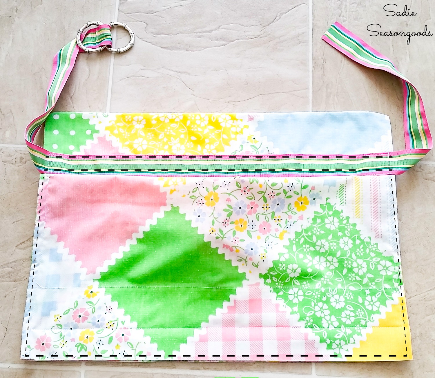 Sewing a waist apron from a vintage pillowcase