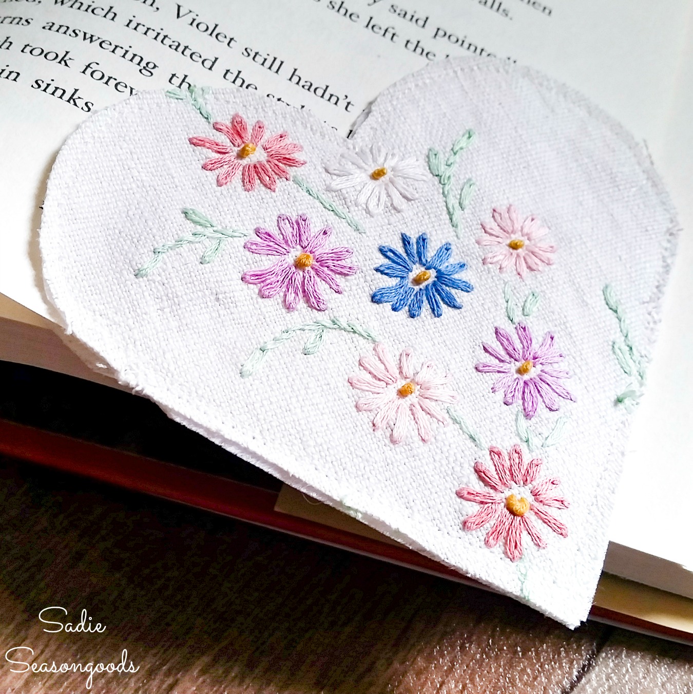 DIY Corner Bookmarks from Embroidered Linens