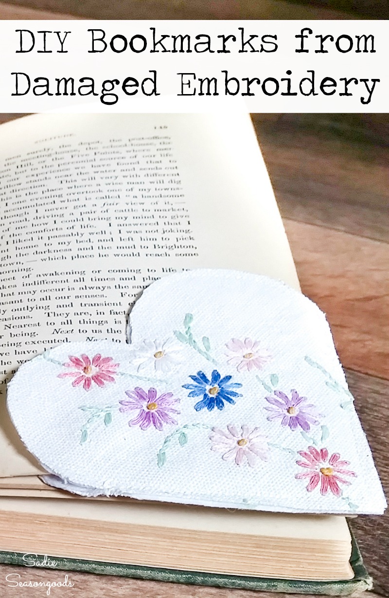 How to make your own bookmarks from embroidered linens