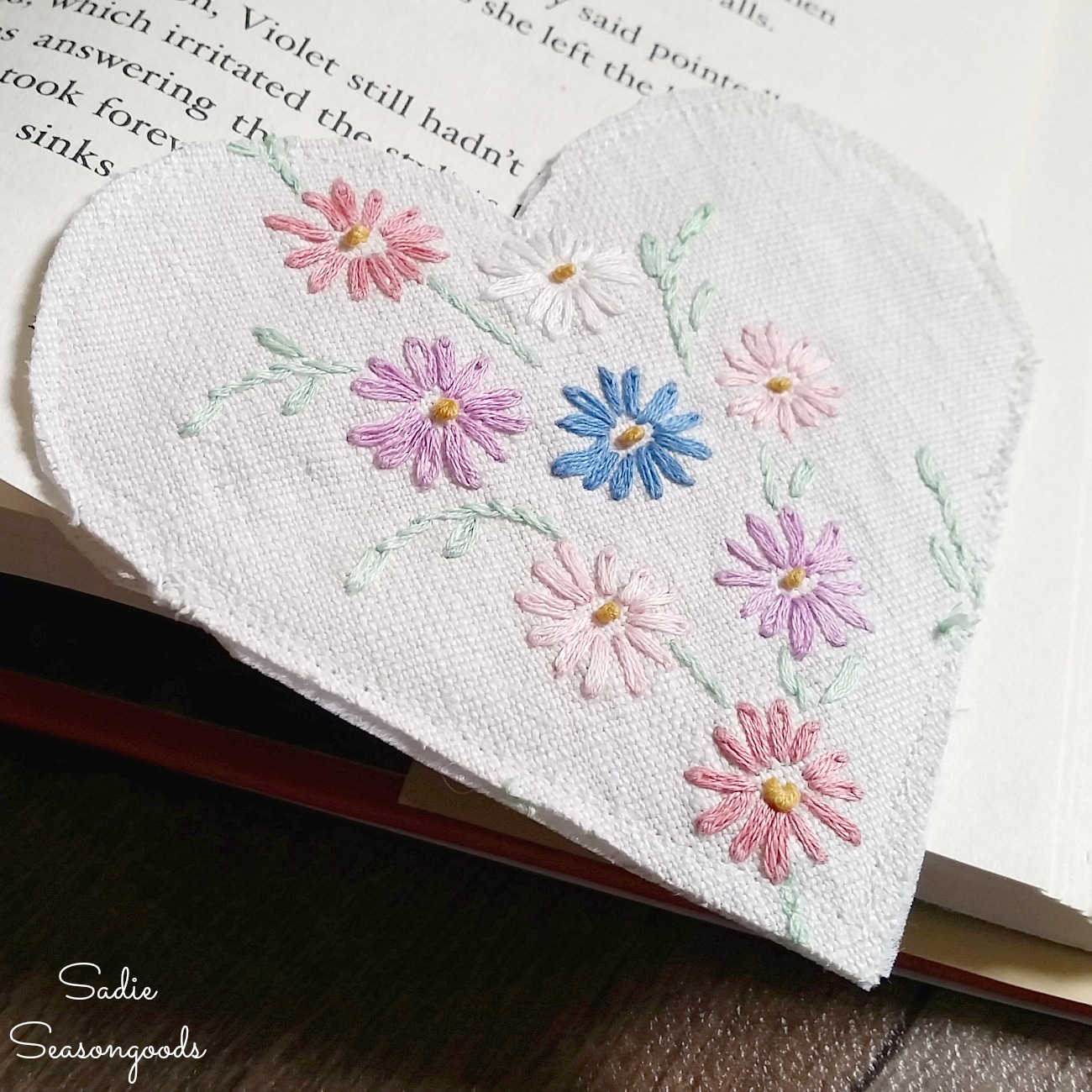 Making a Bookmarker from Embroidered Linens that are Damaged