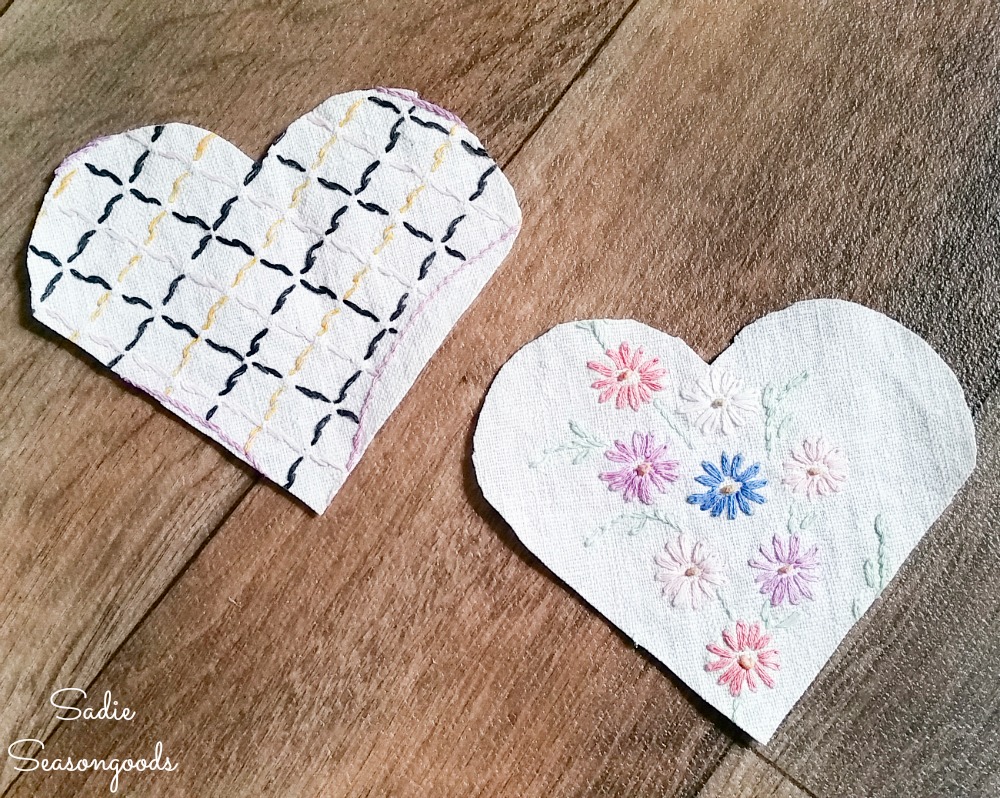 Make your own bookmarks with embroidered linens