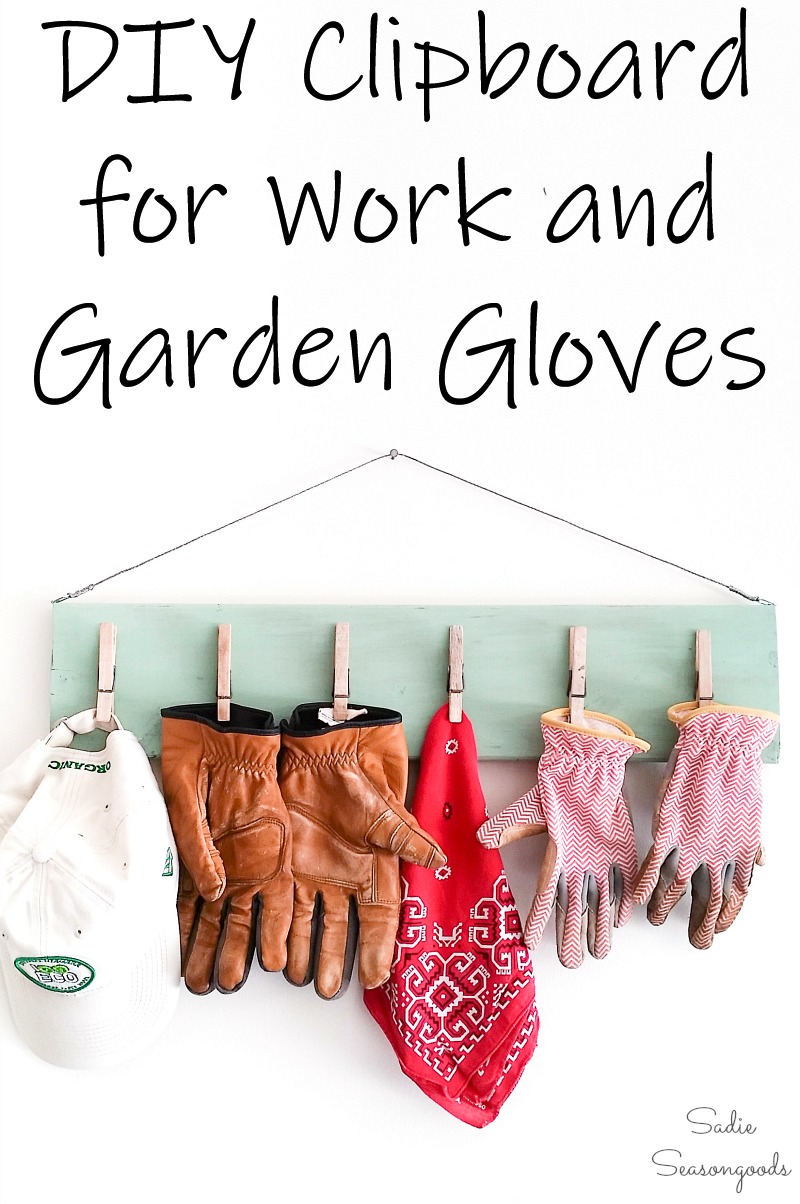 Hanging Clipboard for gardening gloves and garage organization