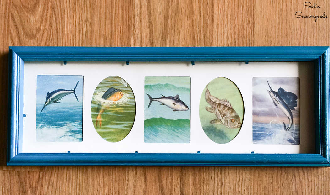 making coastal wall art with thrift store finds