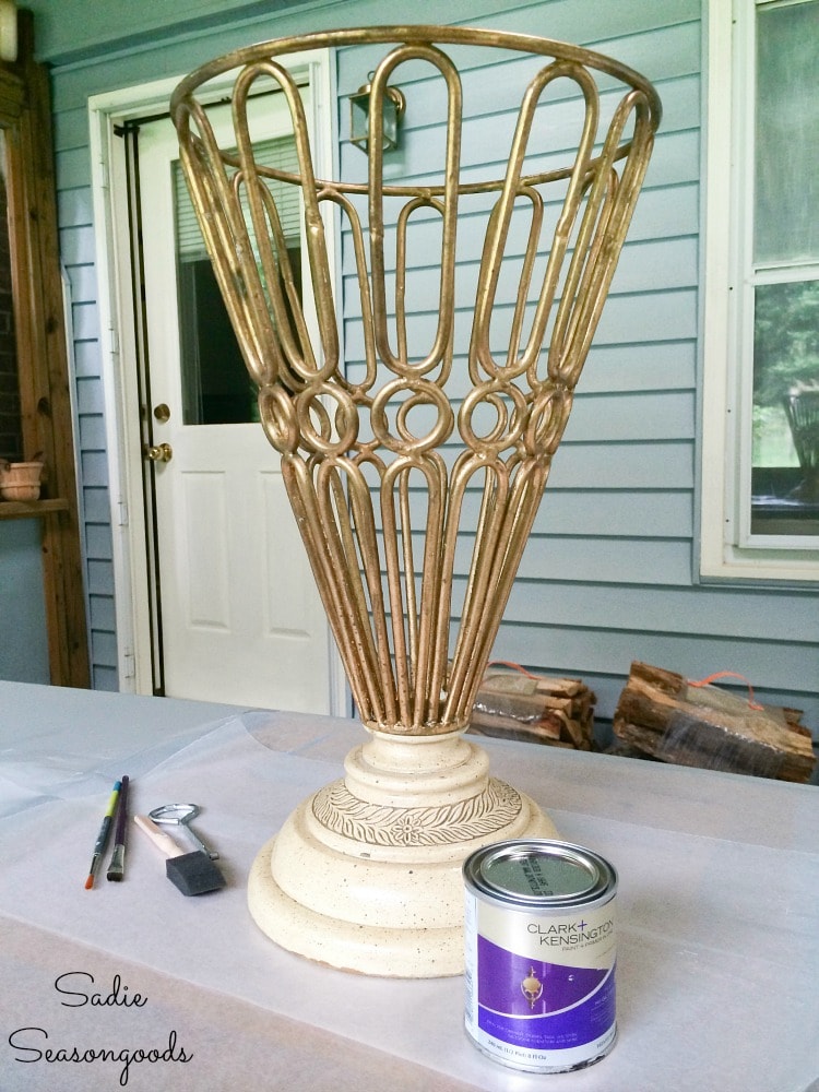 Painting an outdoor urn to look like faux wrought iron