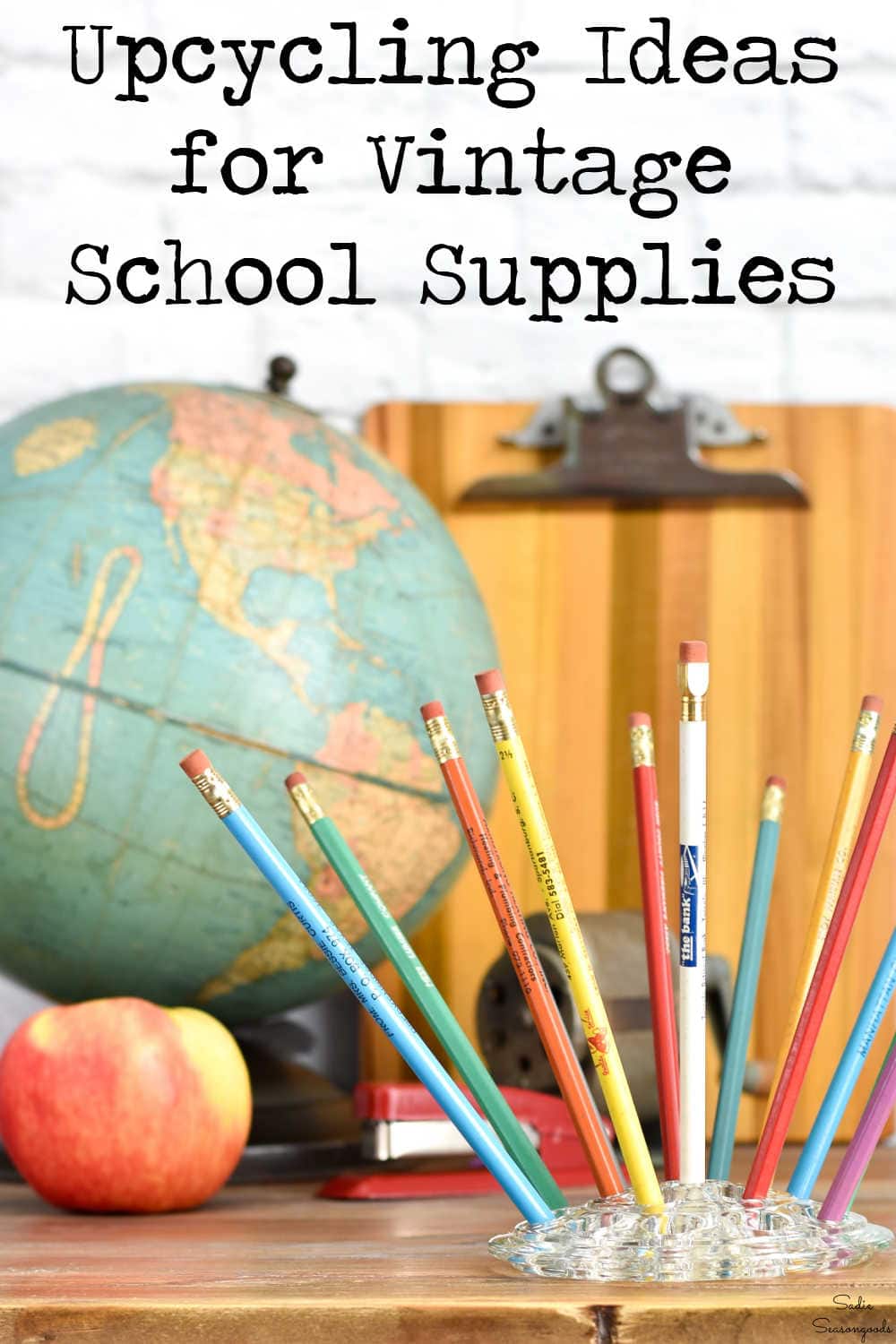 back to school decor with vintage school supplies