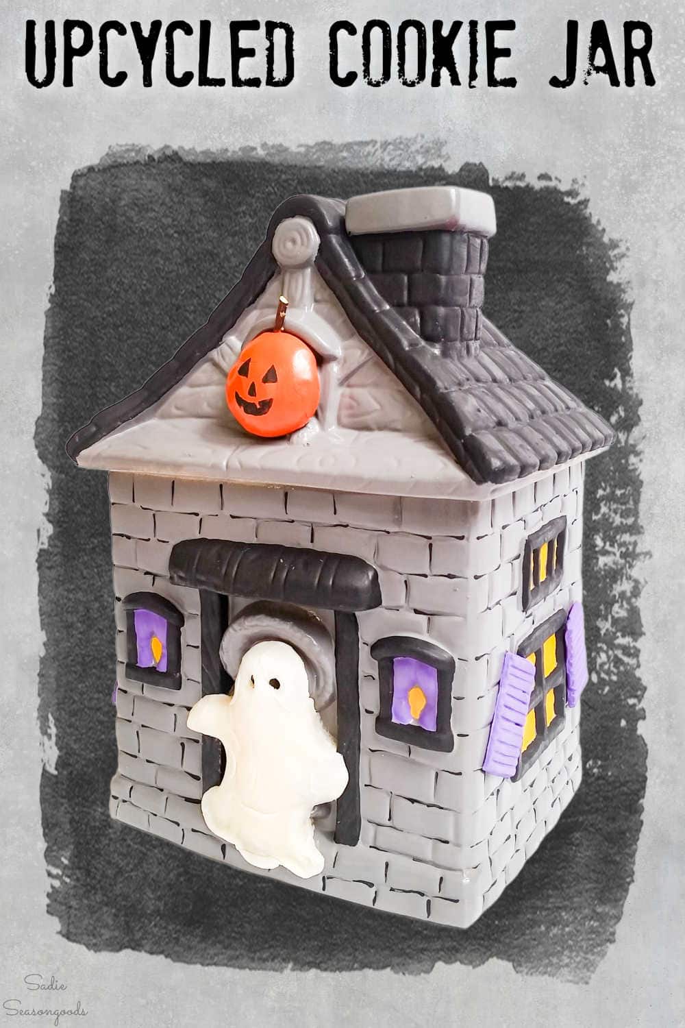 upcycled haunted house cookie jar
