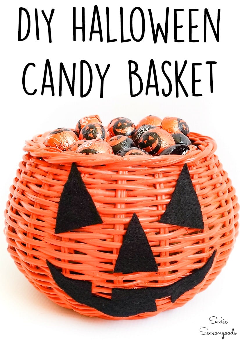 Halloween candy basket and DIY jack o lantern