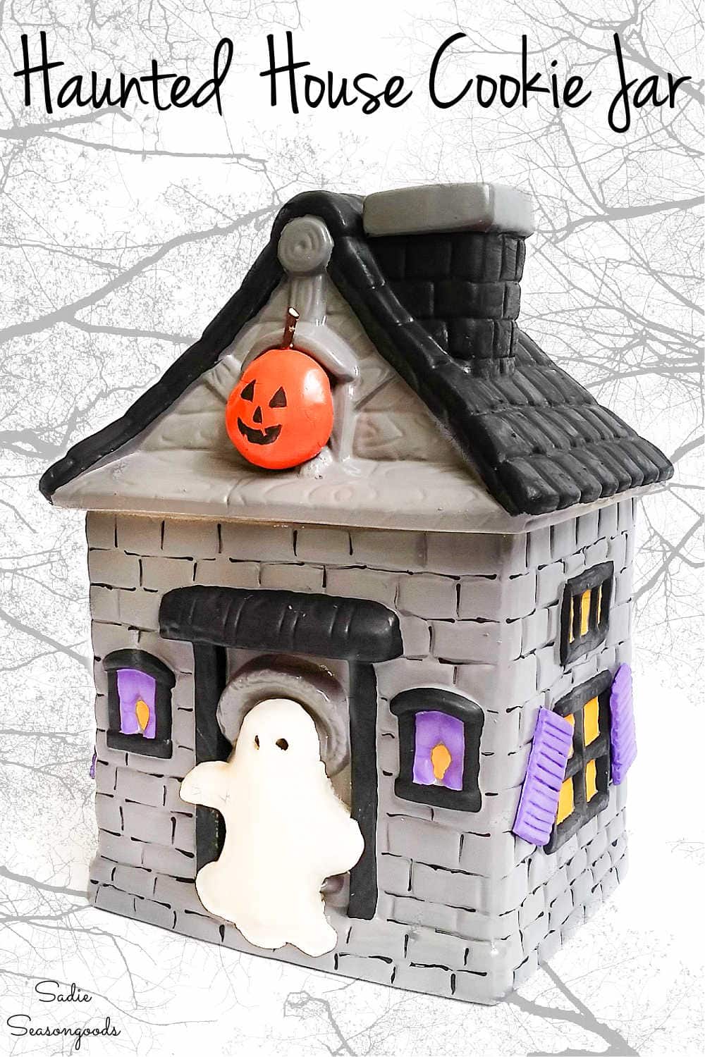 halloween cookie jar and haunted house decor