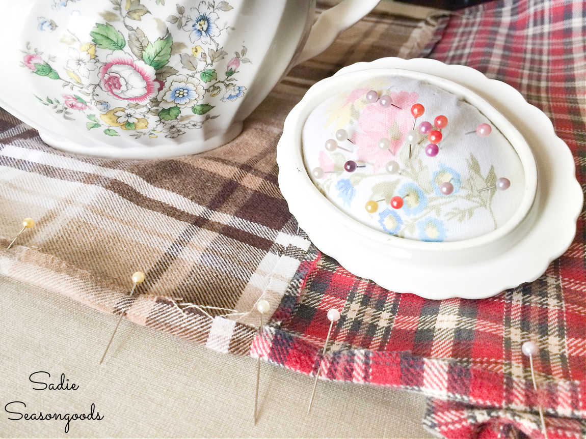 hemming an autumn table runner