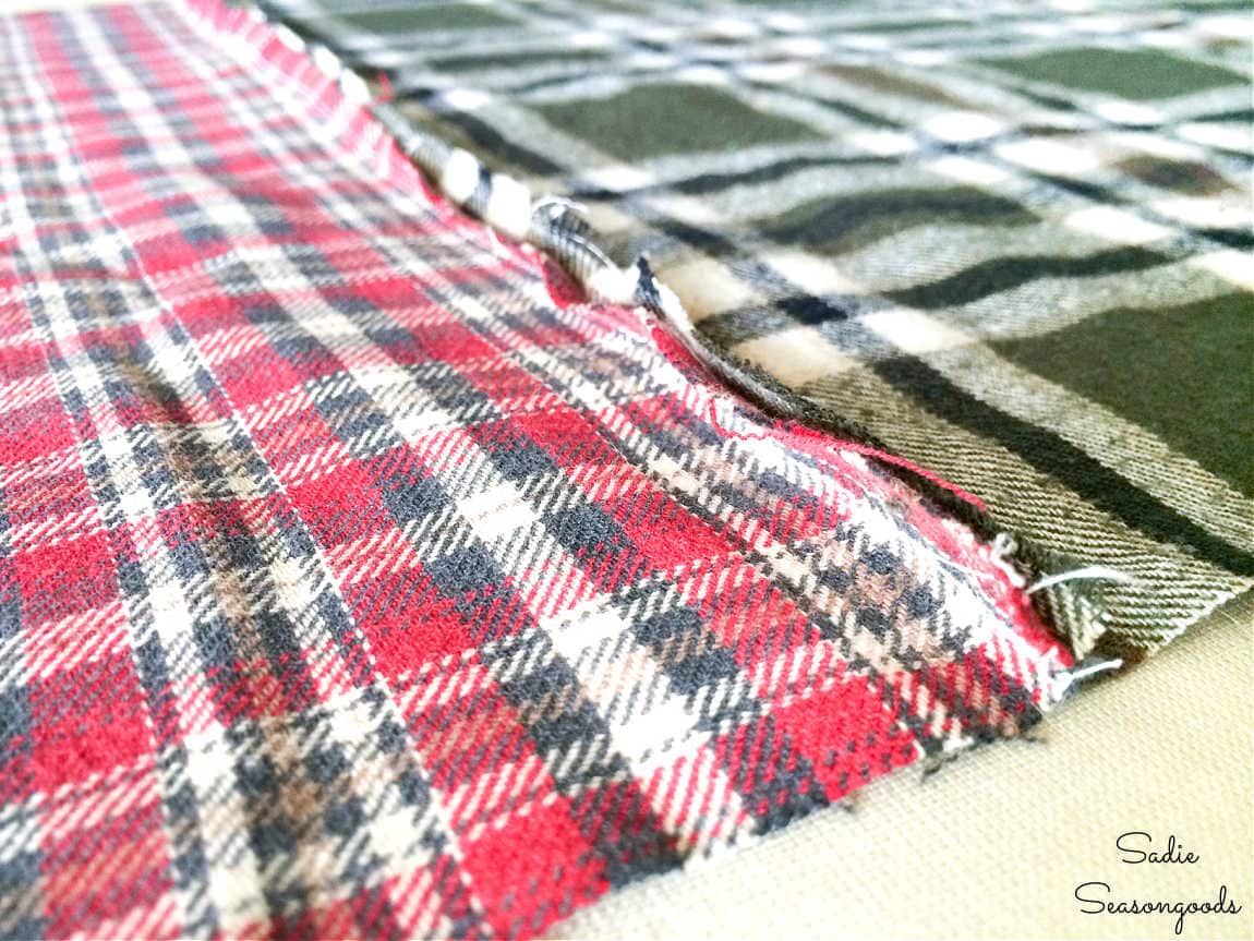 refashioning flannel shirts into a plaid table runner