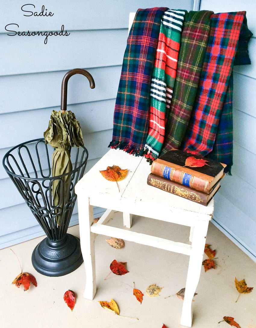 Making a plaid wool blanket from scarves