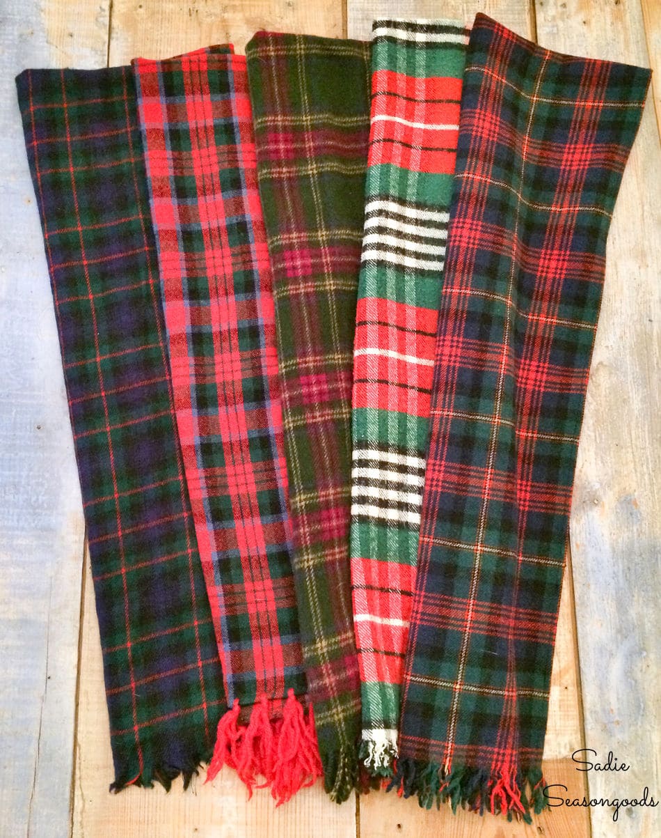 Plaid wool blanket from tartan scarves