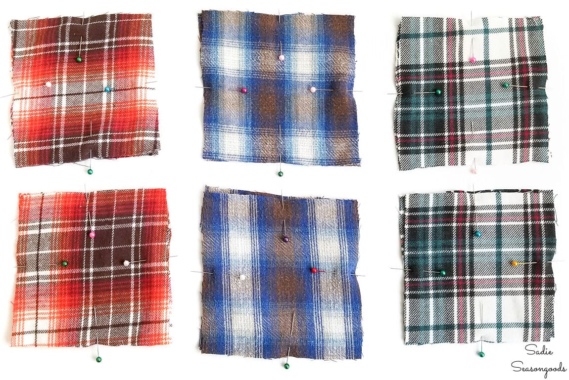 Squares of fabric from flannel shirts