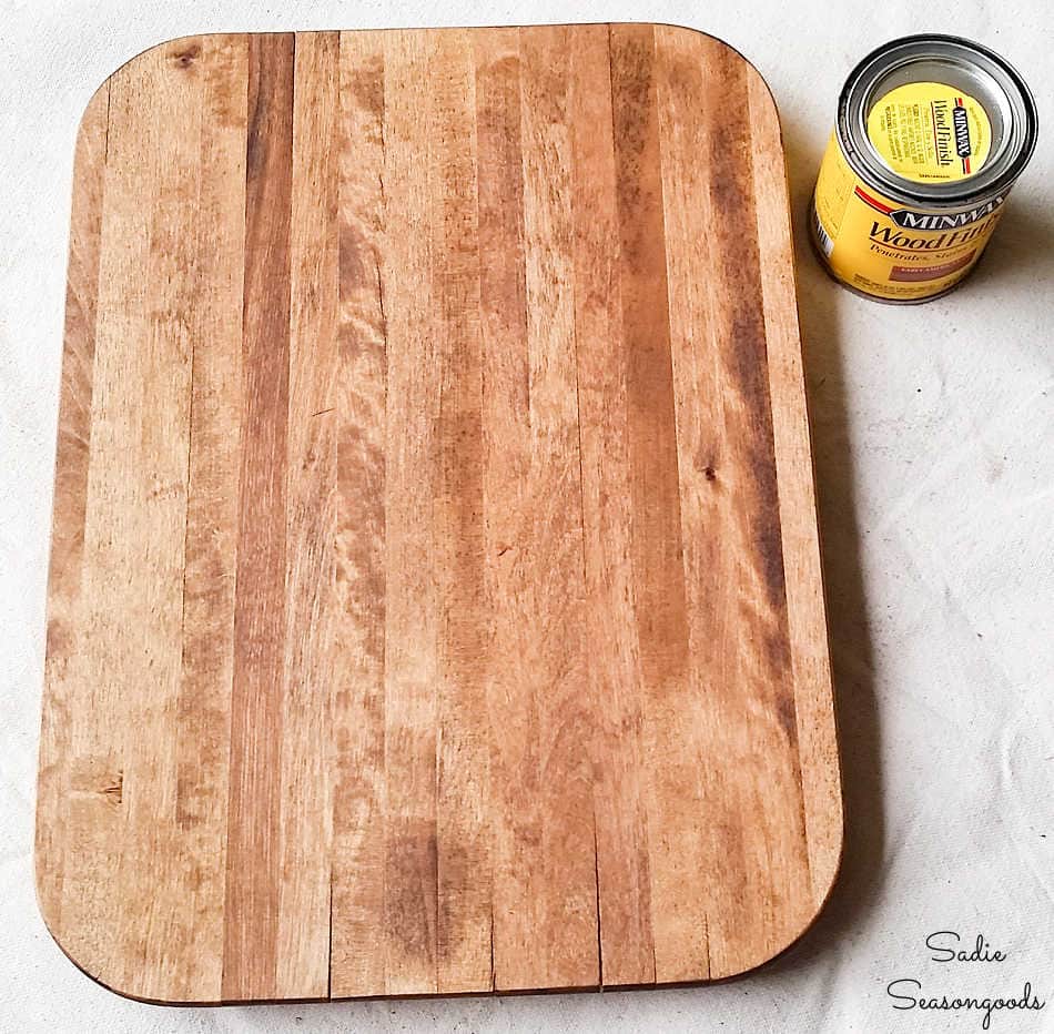 using wood stain on a cutting board