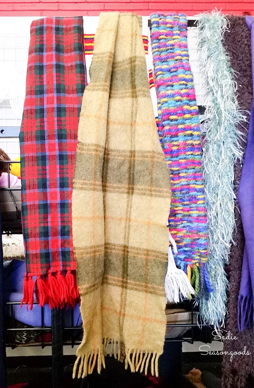 Wool scarves at a thrift store