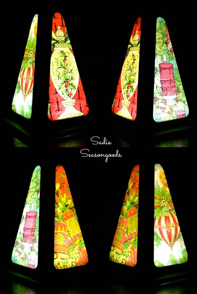 Christmas Tree Lantern from a Camper Jack and Vintage Gift Wrap