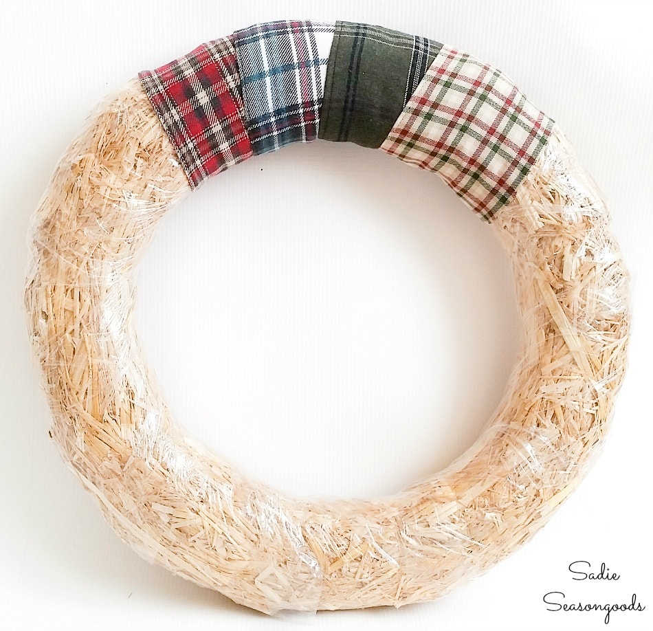 Plaid Christmas Wreath from Recycled Flannel Shirts