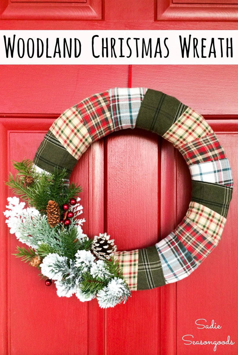 Upcycling flannel shirts for Christmas plaid decor