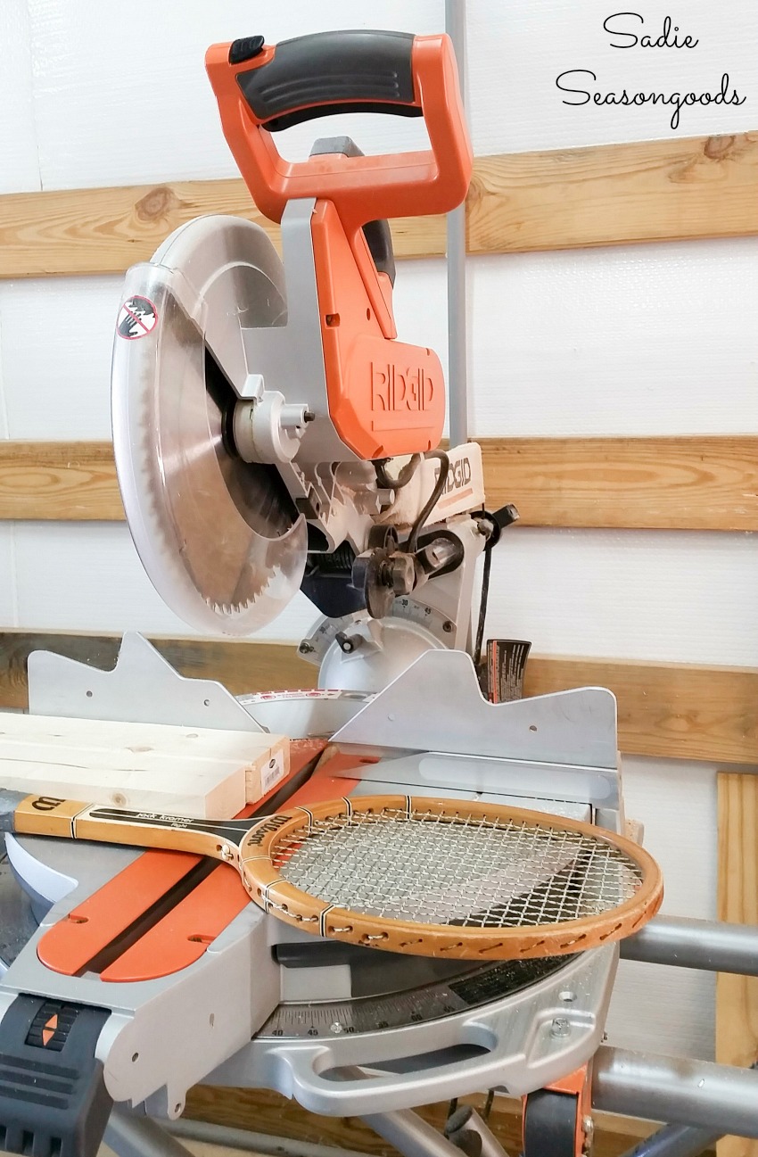 Rigid miter saw to cut wooden tennis rackets