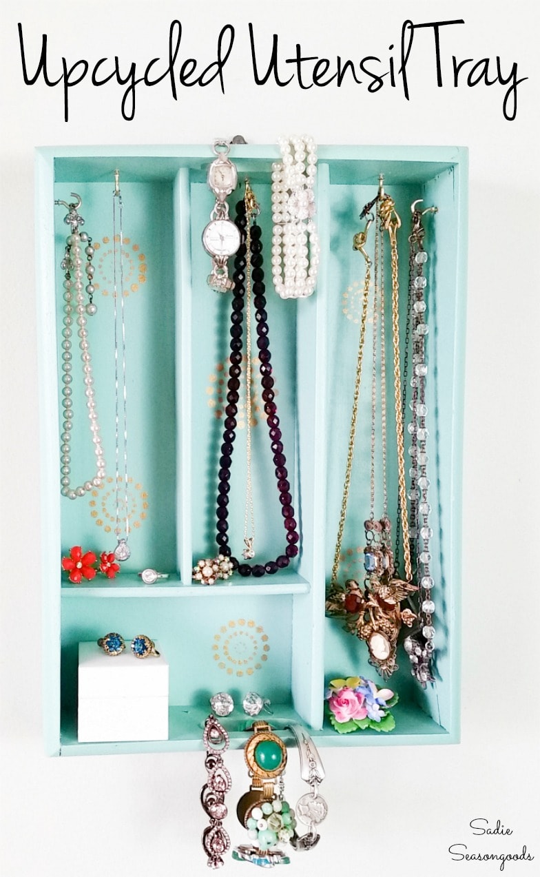 Utensil tray as Boho storage for jewelry