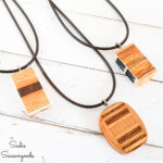 wooden pendant necklace from old tennis rackets