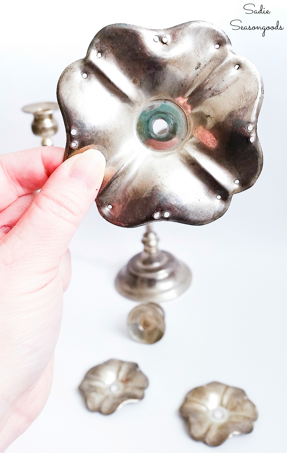 Adding extra holes to the bobeche of a silver plated candelabra