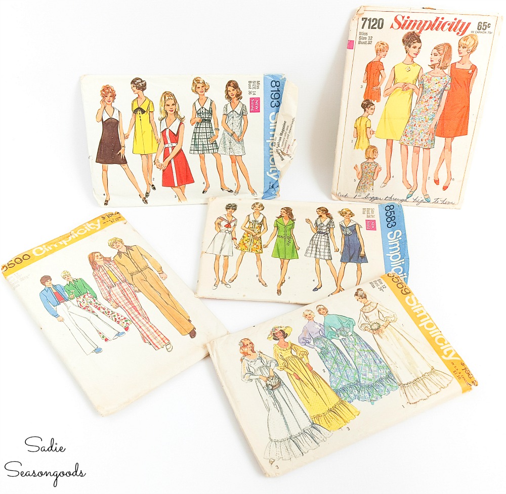 Vintage dress patterns for upcycling as fashion wall art