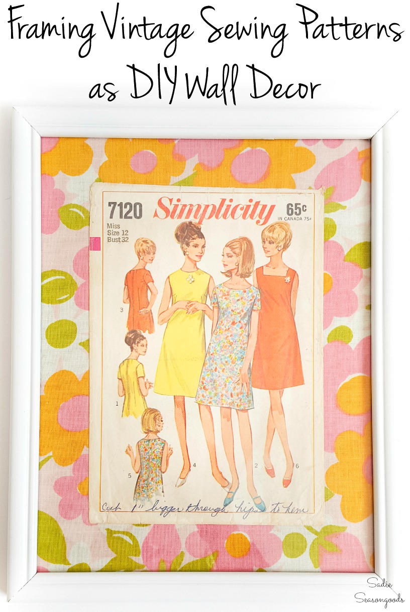 Vintage sewing patterns as fashion wall art for sewing room decor