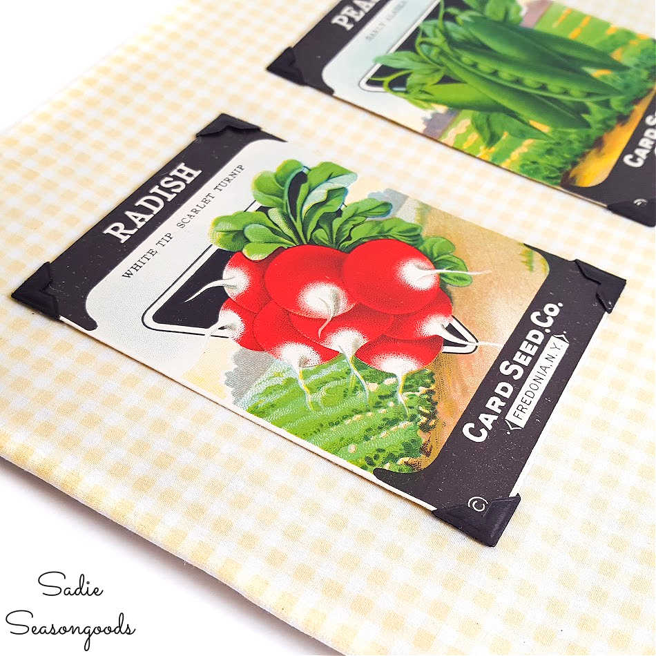 old seed packets as kitchen art old seed packets as kitchen art