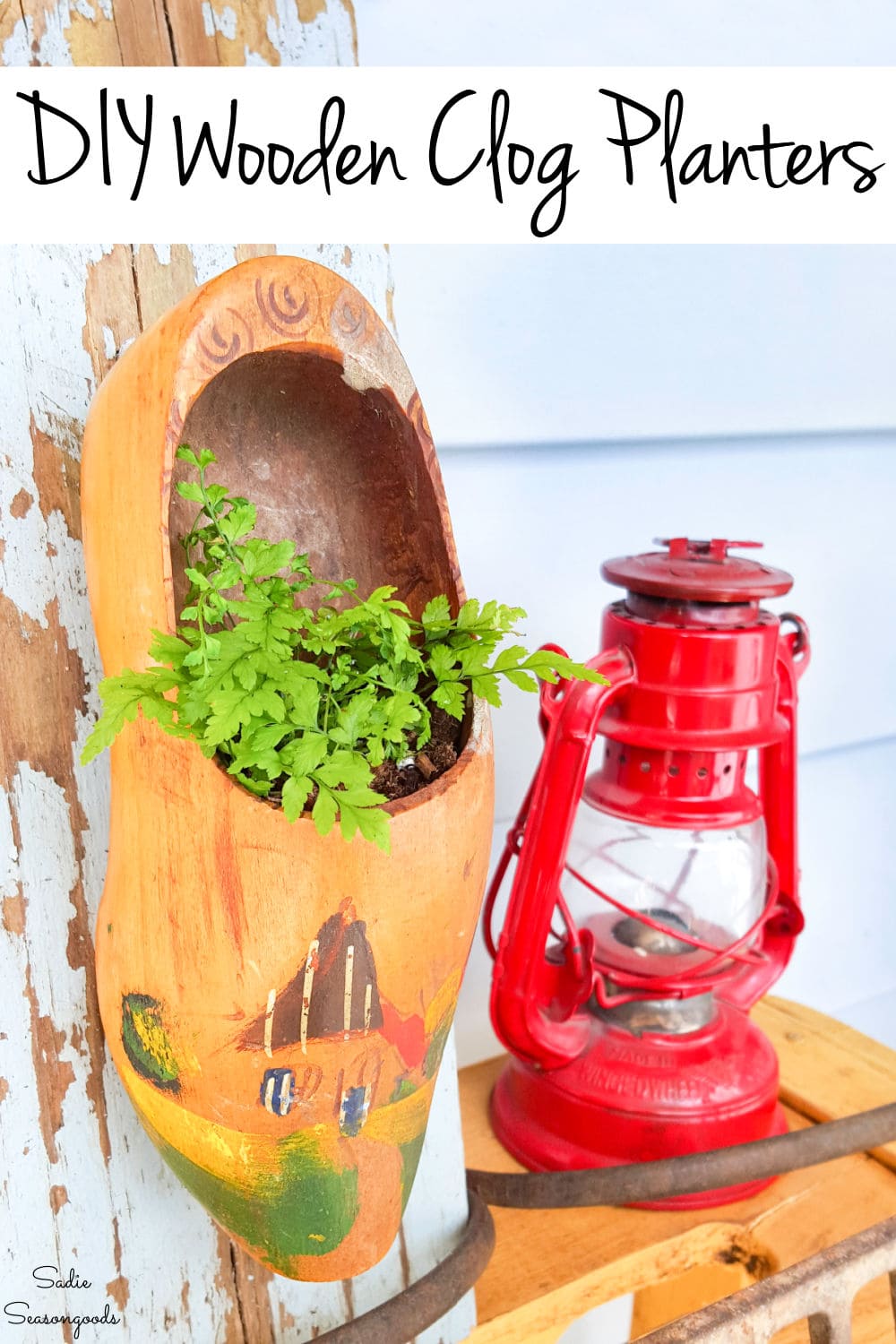 Upcycled planters from Dutch wooden clogs