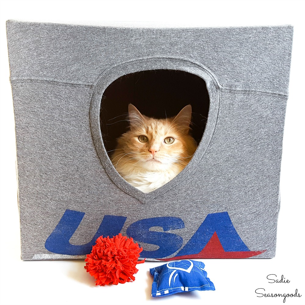 T Shirts Into A Diy Cat Cave