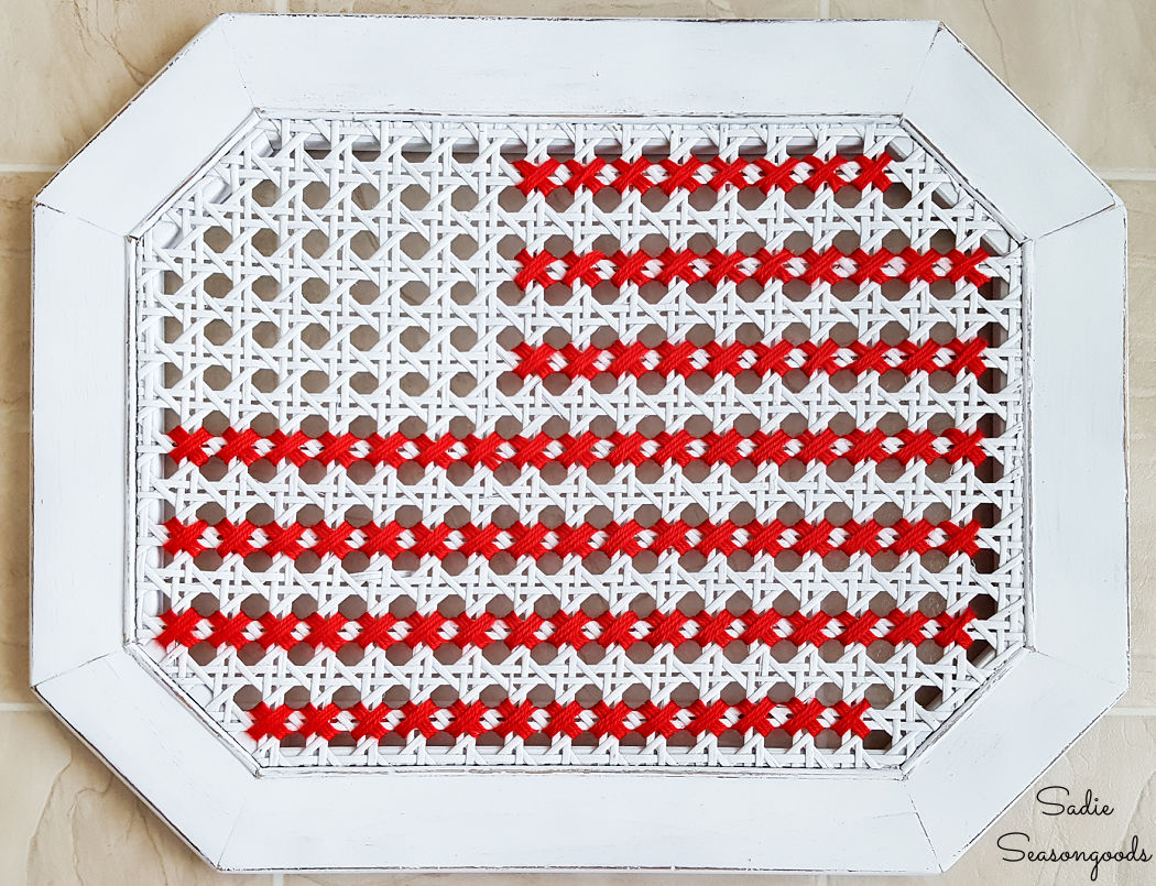 american flag cross stitch with yarn