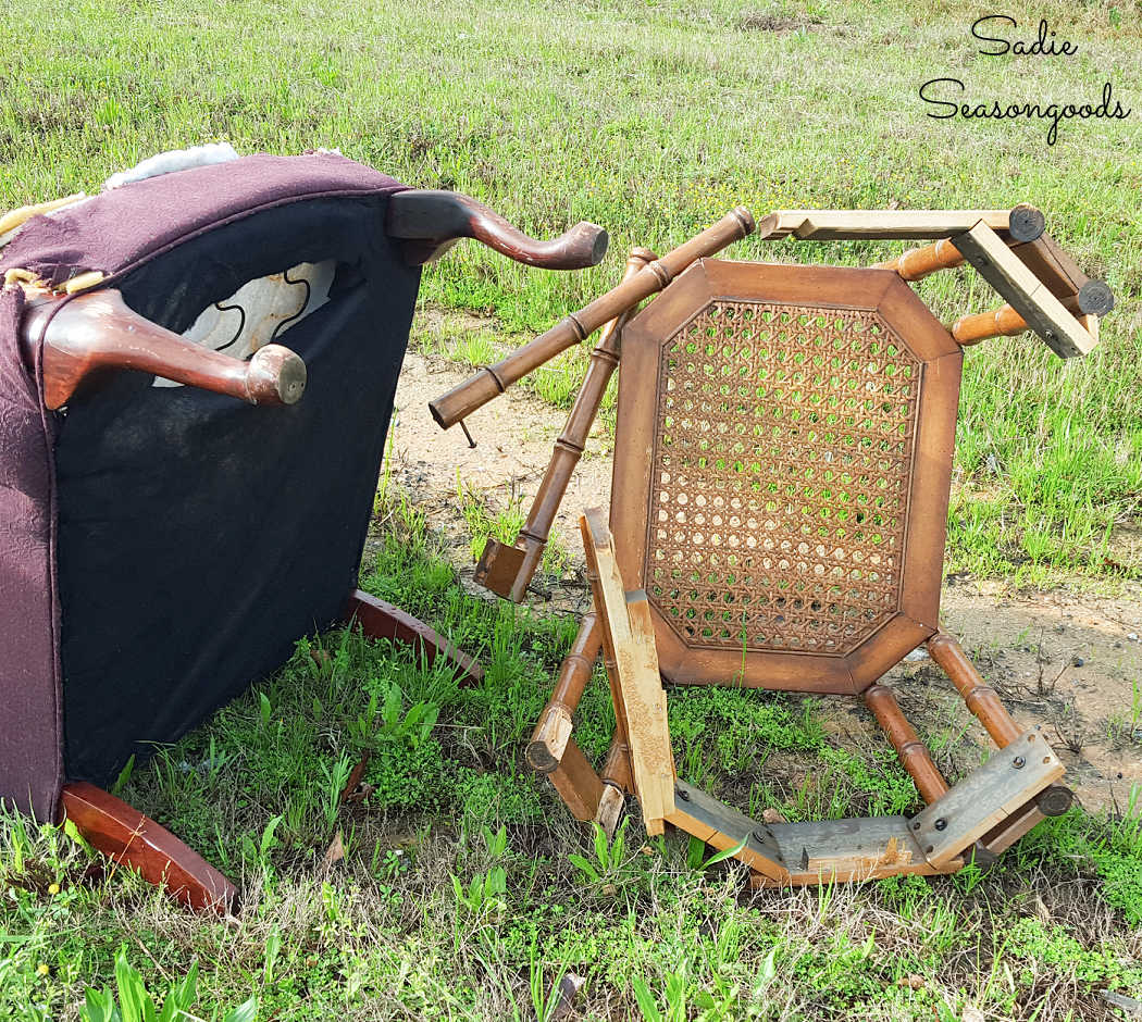 cane side table on side of the road