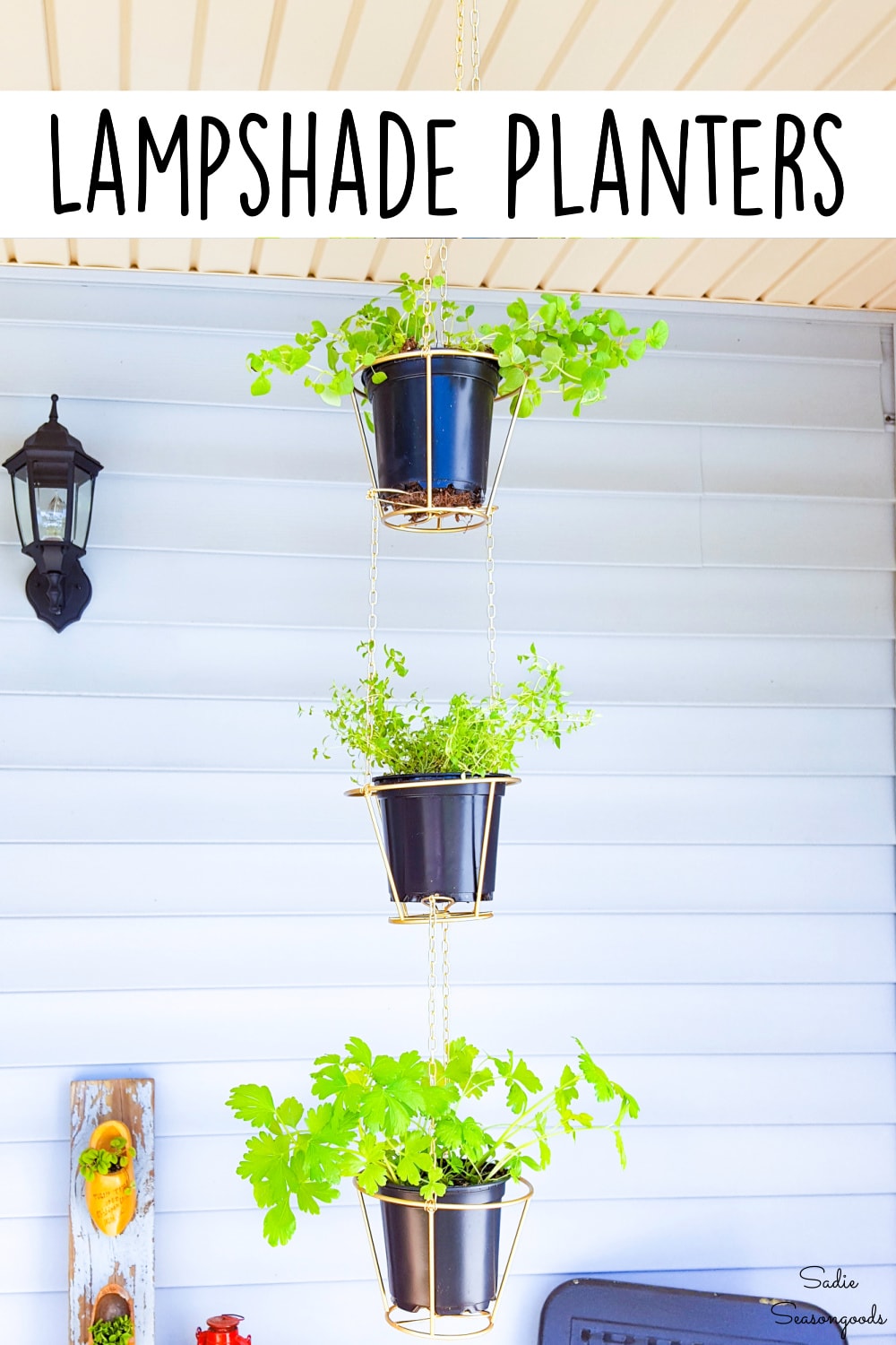 hanging baskets from wire lampshades