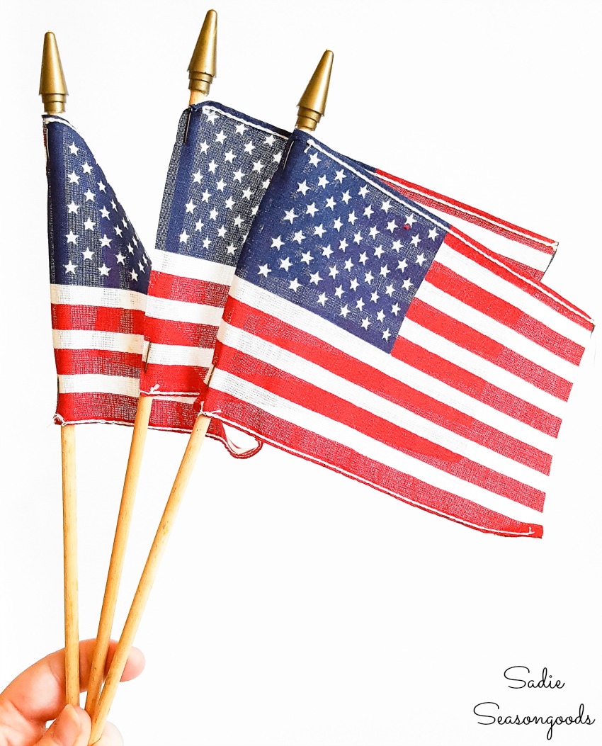 Table flags to go in a patriotic centerpiece