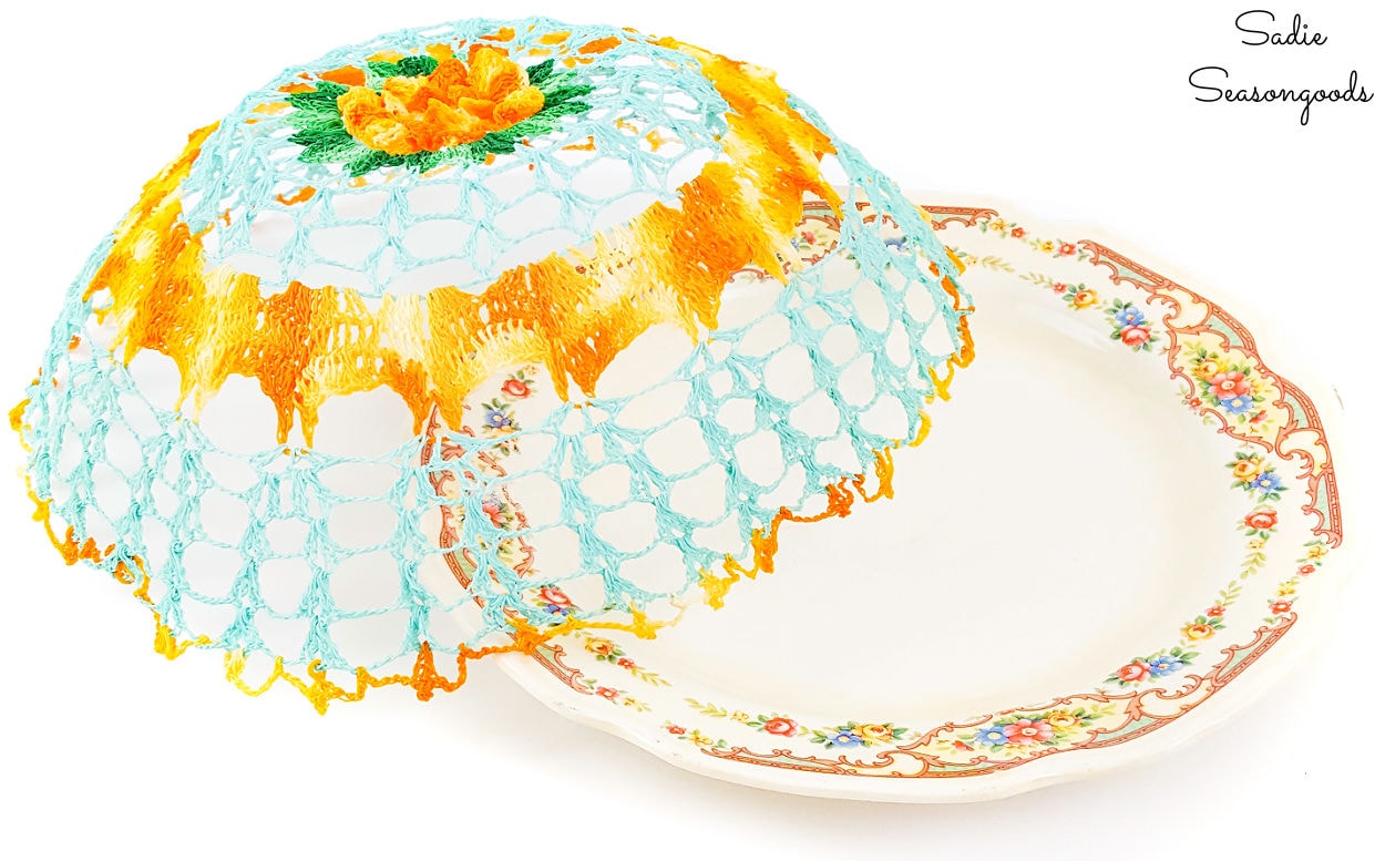 Vintage doily as a dinner plate cover