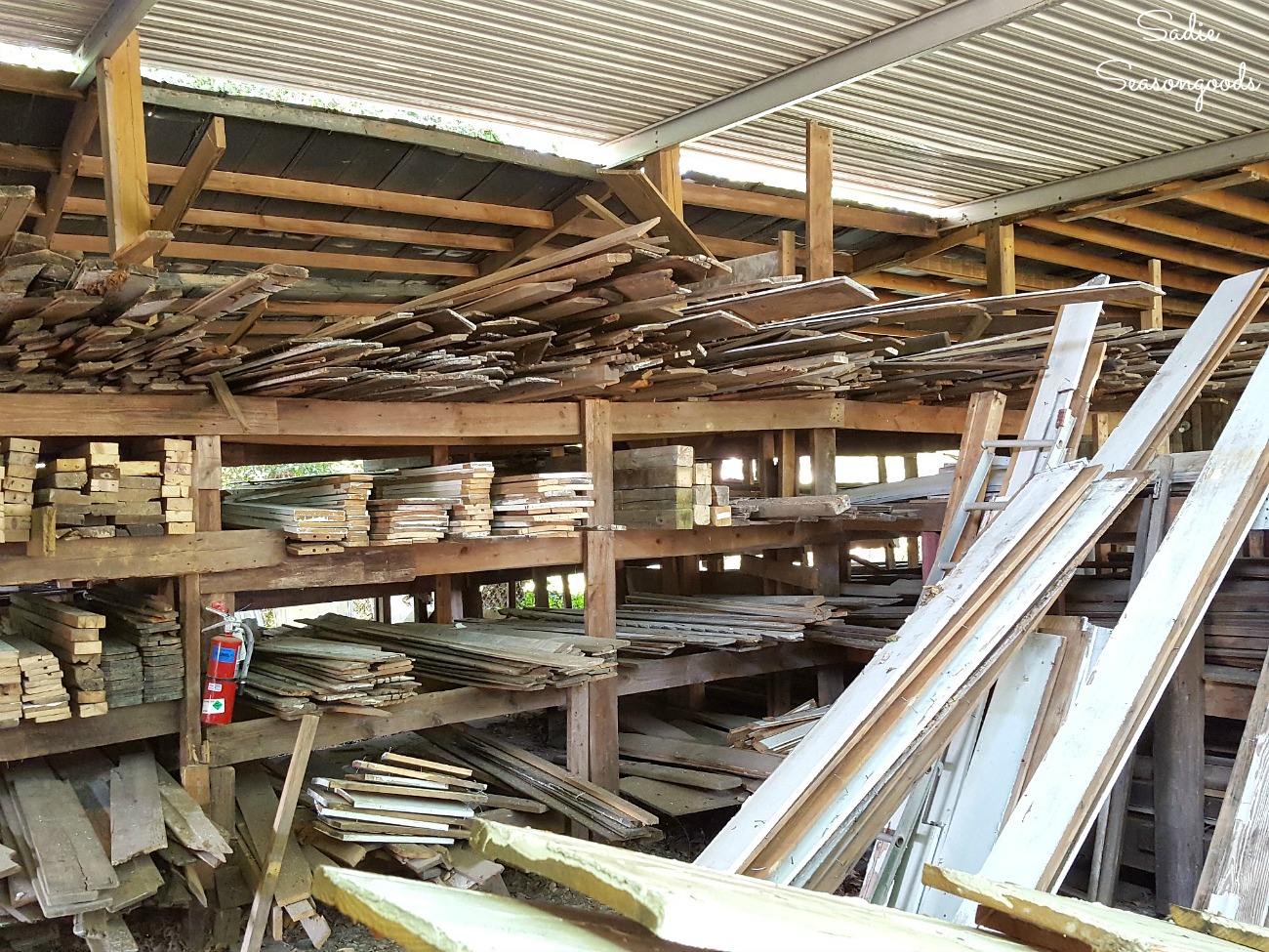 Salvaged wood and reclaimed wood at The Front Porch in Greenville SC, an architectural salvage store by Sadie Seasongoods