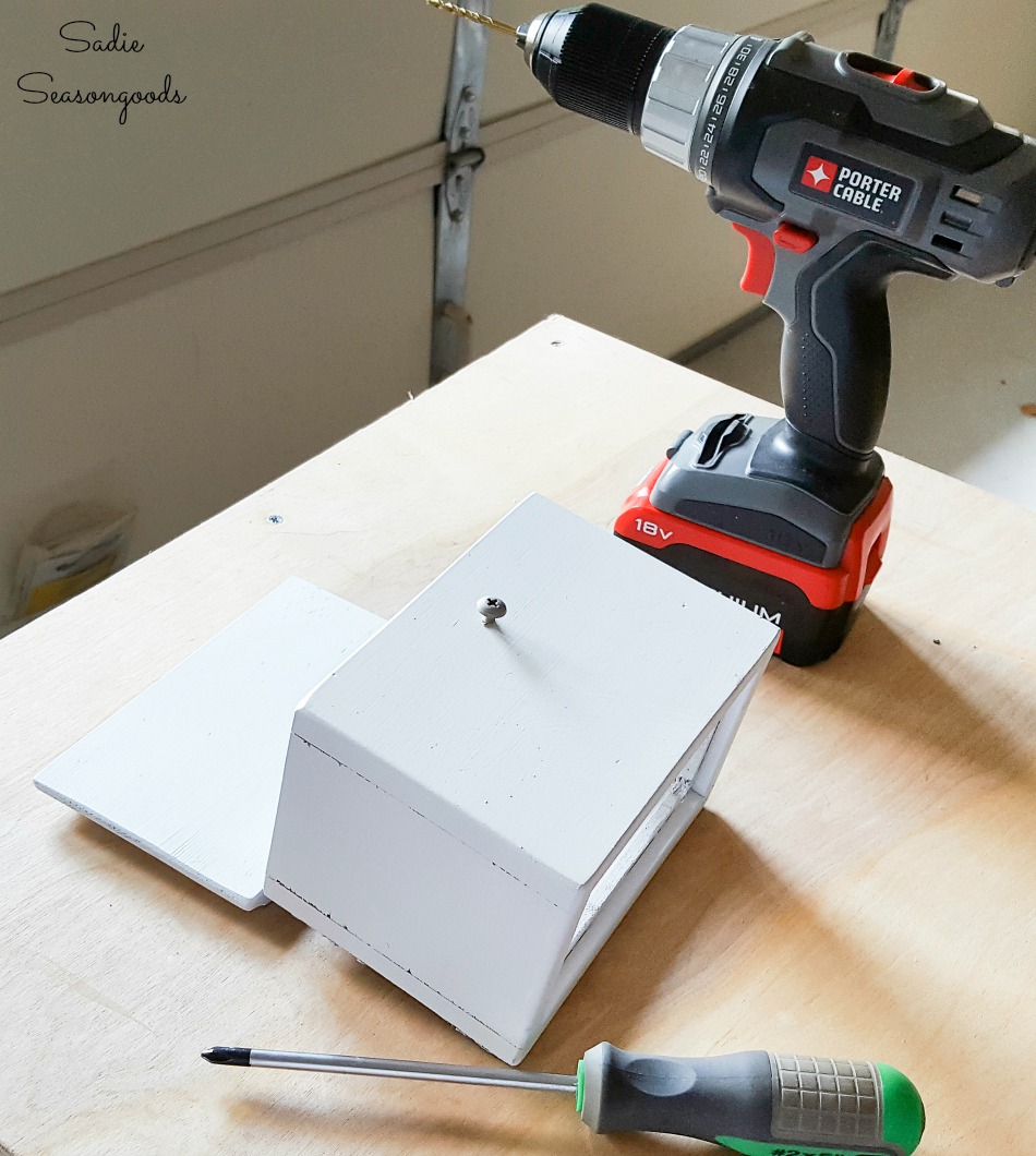 Painting a wooden recipe box for a wall bottle opener