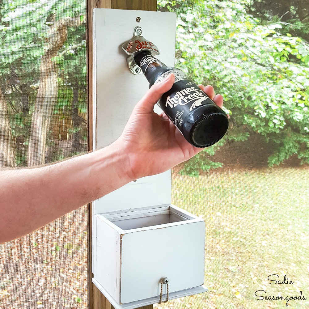 Wall bottle opener with a cap catcher by upcycling a recipe card box