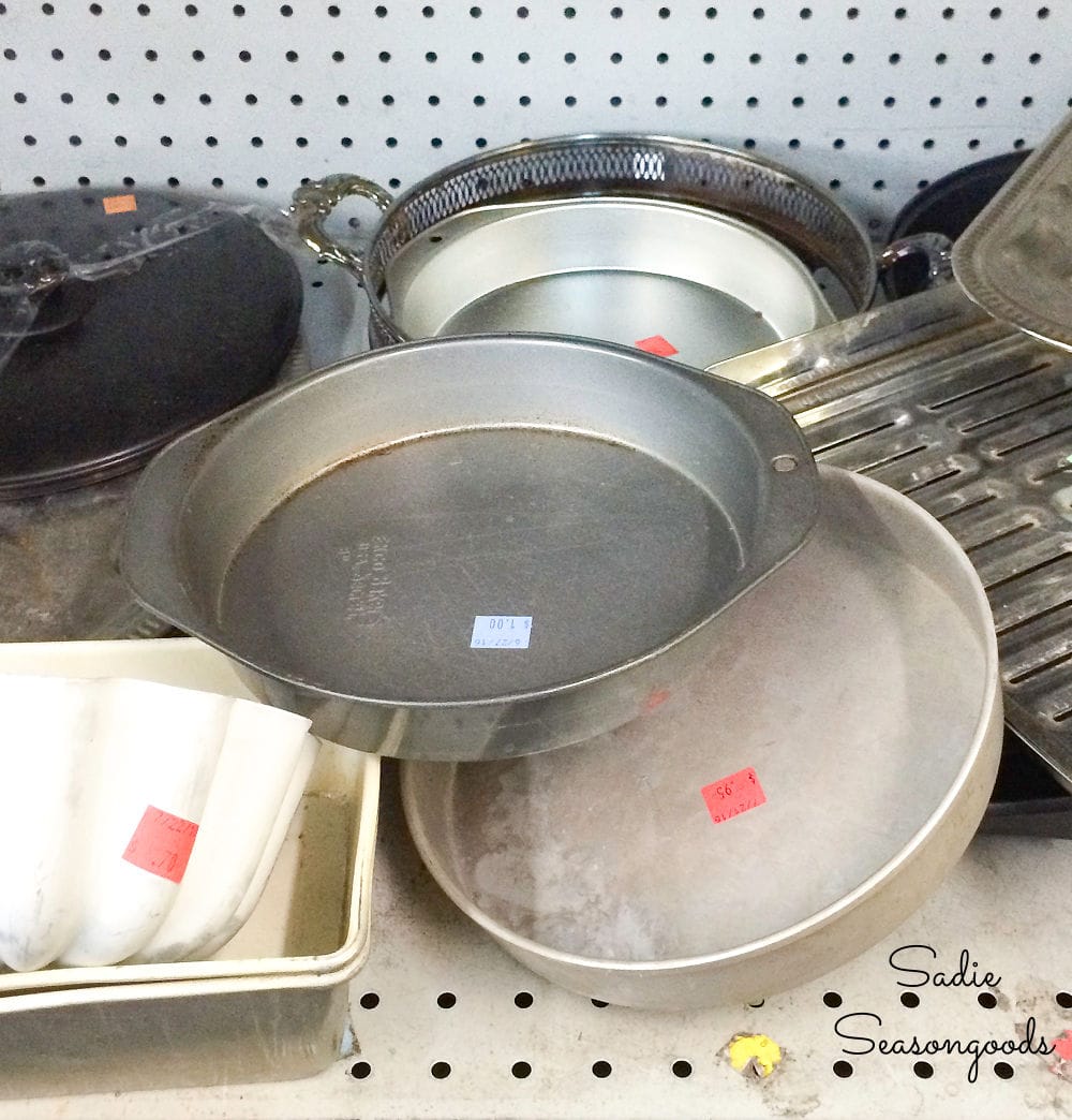 Cake pans at a thrift store