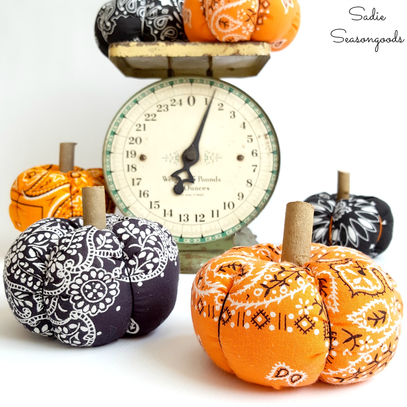 Bandana Pumpkins Fabric Pumpkins For Country Halloween Decor