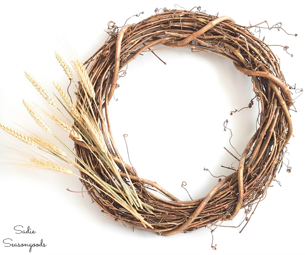 Harvest wreath with dried wheat