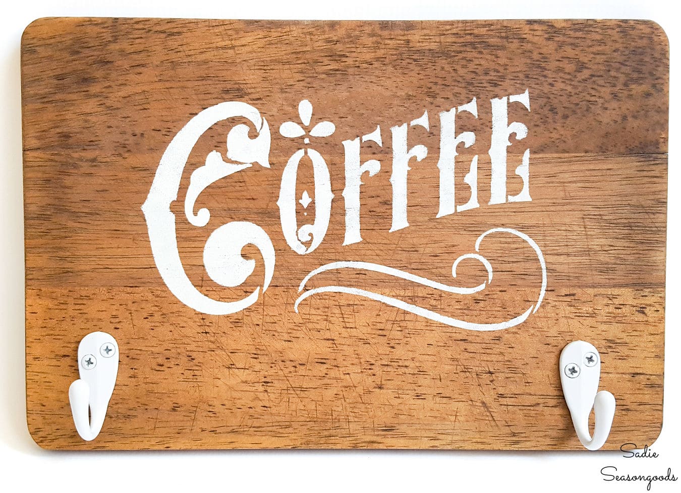 Coffee sign decor from a cutting board